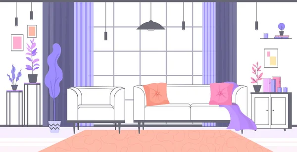 No people living room interior home modern apartment design horizontal — стоковый вектор