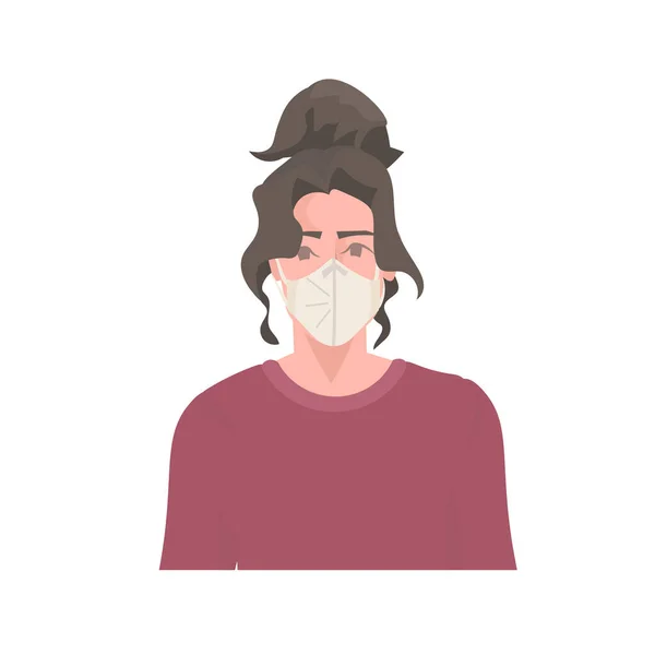 Молода жінка в медичній масці для запобігання пандемії коронавірусу концепція карантину — стоковий вектор