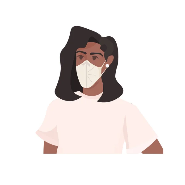 Νεαρή γυναίκα που φοράει ιατρική μάσκα για την πρόληψη της πανδημίας του coronavirus covid-19 — Διανυσματικό Αρχείο