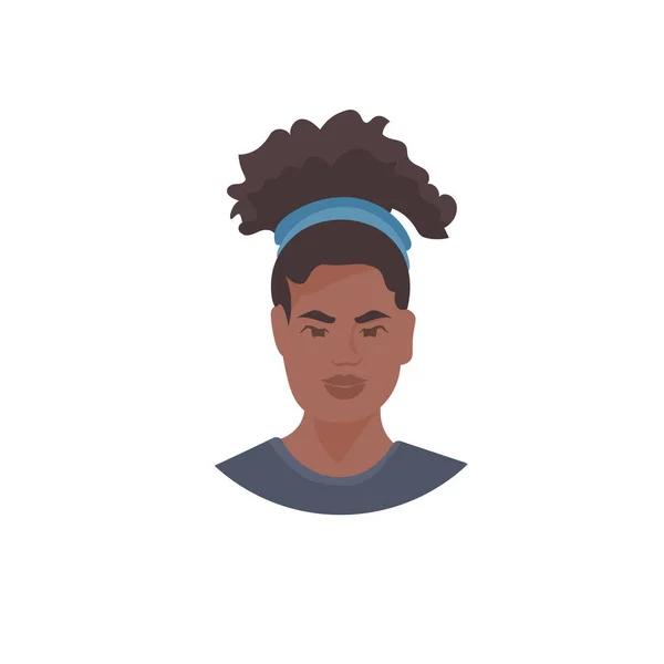 Mujer afroamericana cabeza avatar hermoso rostro humano personaje de dibujos animados femeninos retrato — Vector de stock