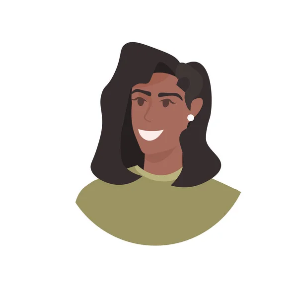 Afro-américaine femme tête avatar beau visage humain femme dessin animé personnage portrait — Image vectorielle
