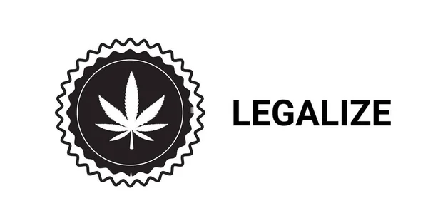 医療大麻やマリファナの葉のロゴ麻抽出物cbdガンジャは、ドラッグ消費の概念を合法化水平方向 — ストックベクタ
