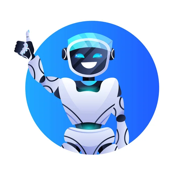 Robô chatbot assistente de caráter robótico moderno conceito de inteligência artificial retrato — Vetor de Stock