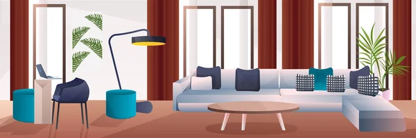 Oturma odası iç mekan modern apartman tasarımı yatay — Stok Vektör