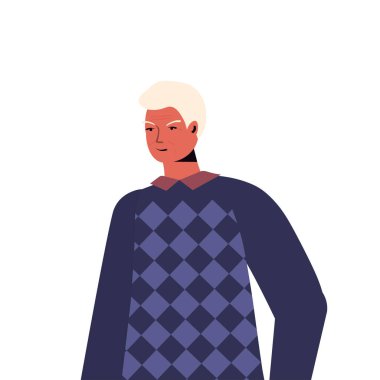 Son sınıf erkek çizgi film karakteri, gri saçlı dede.