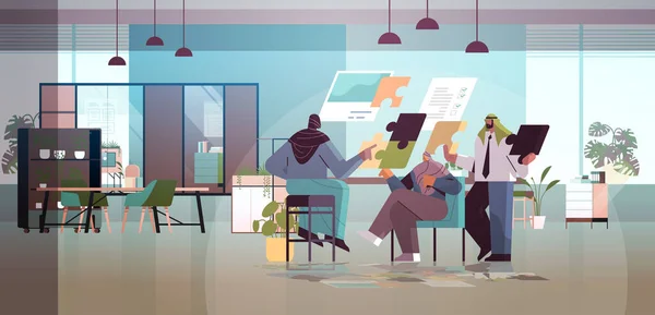 Arabe gens d'affaires équipe planification jour planification rendez-vous succès du travail d'équipe solution problème — Image vectorielle