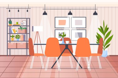 Modern mutfak içi boş, yatay oda yok.