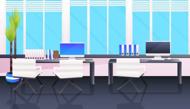 Modern ofis içi boş mobilya yatay vektör illüstrasyonlu kabine odası