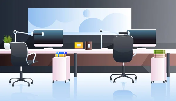 Moderne Büroeinrichtung leer keine Menschen Schrankraum mit Möbeln horizontal — Stockvektor