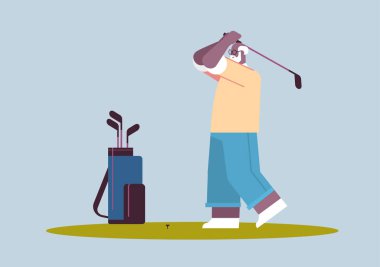 Yaşlı Afro-Amerikalı golf oynayan yaşlı bir adam aktif bir yaşlılık konsepti deniyor.