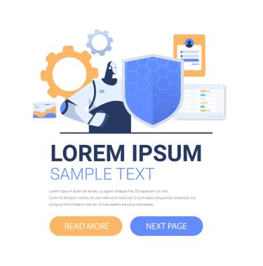 Robot kalkan ağ veri güvenliği koruma yapay zeka teknolojisi konsept portresi