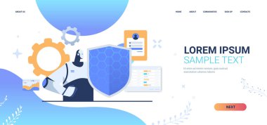 Robot kalkan ağ veri güvenliği koruma yapay zeka teknolojisi konsept portresi