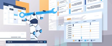 İngiliz anahtarı taşıyan robot programcı yazılım mühendisliği kodlama programlamasını optimize ediyor
