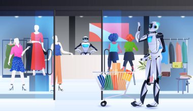 Tramvay arabalı robot, alışveriş merkezinin içini yapay zeka teknolojisiyle dolduruyor.