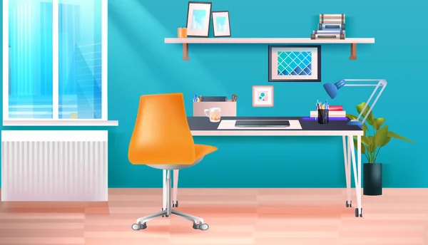 Salle de bureau moderne ou armoire intérieure vide pas de personnes lieu de travail horizontal — Image vectorielle