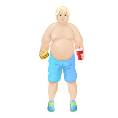 Kilolu adam hamburger yemek