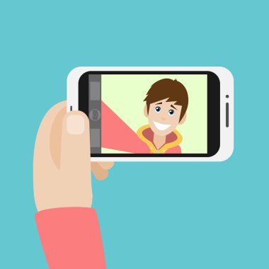 Adam selfie fotoğraf çekme