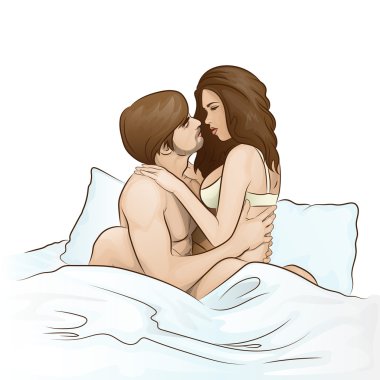 Çift yatakta öpüşme