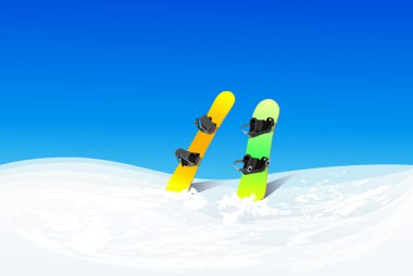 Karda iki snowboard