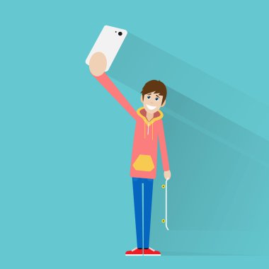 Adam selfie fotoğraf çekme