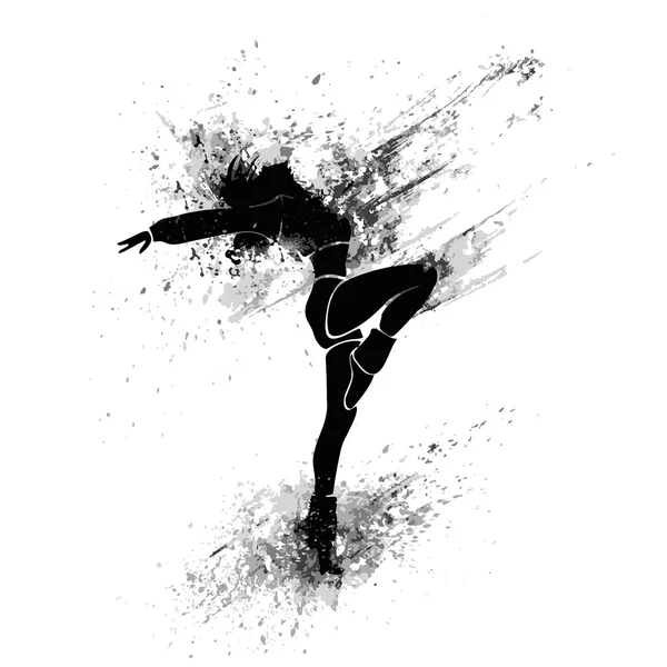泼漆剪影中跳舞的女孩 — 图库矢量图片