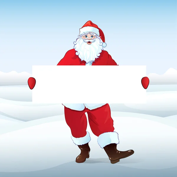 Papai Noel segurando banner — Vetor de Stock