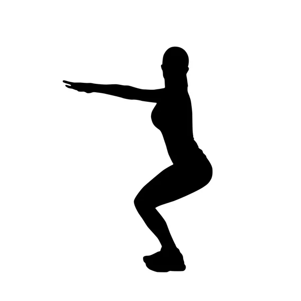 Силуэт женщины, делающей упражнения — стоковый вектор