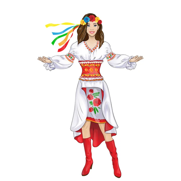 Ragazza in costume nazionale ucraino — Vettoriale Stock