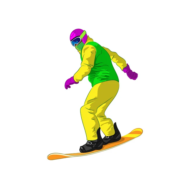 滑り降りるスノーボーダー — ストックベクタ