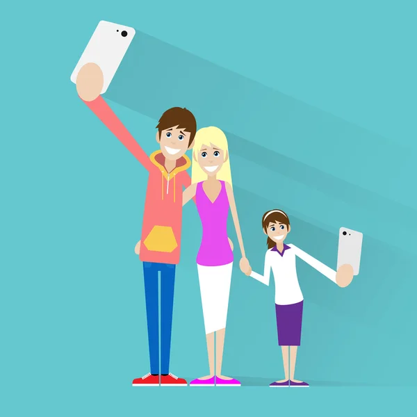 Família tirando foto selfie — Vetor de Stock