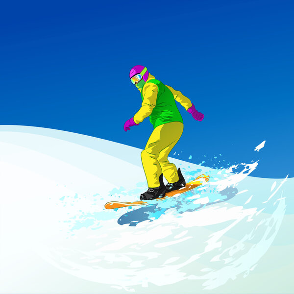 Snowboarder sliding down the hill