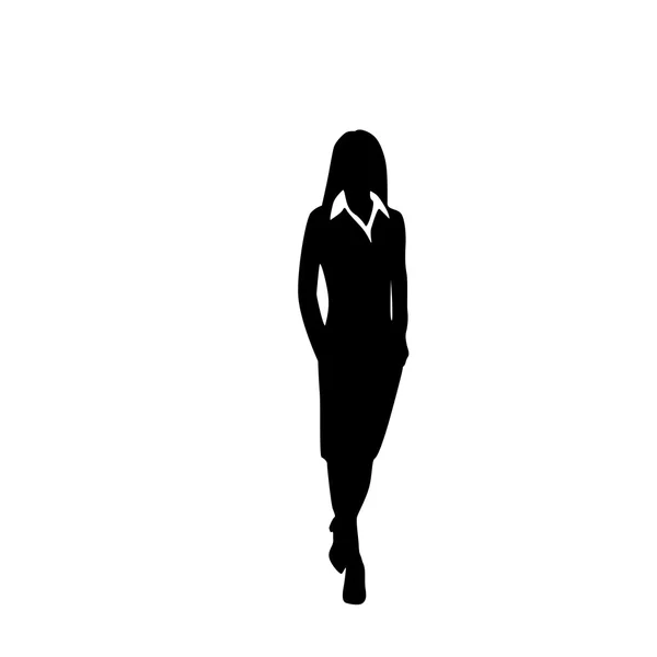 Mujer de negocios silueta negra — Vector de stock