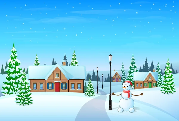 Navidad vacaciones y muñeco de nieve — Vector de stock