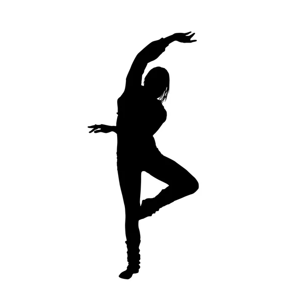 Silhuett av dansande flicka — Stock vektor