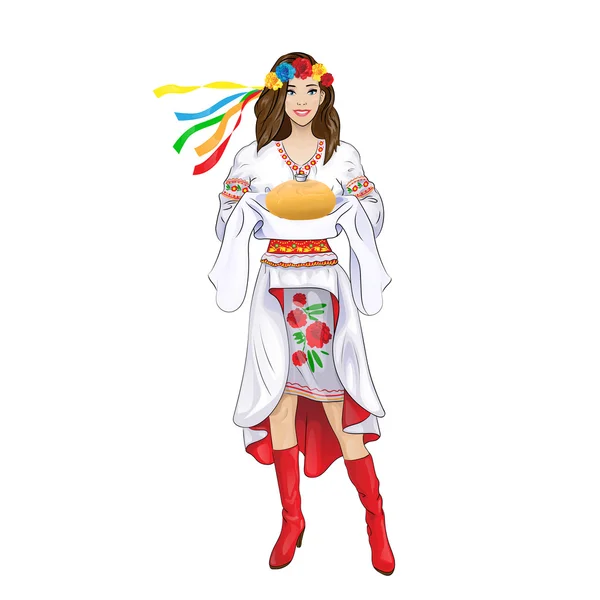 Woman in Ukrainian national traditional costume — Stock Vector