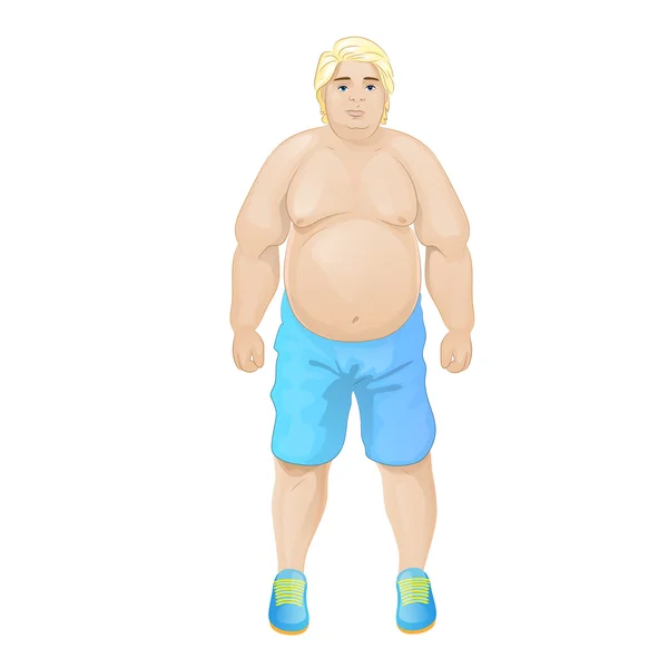 Gordo sobrepeso deporte hombre — Vector de stock