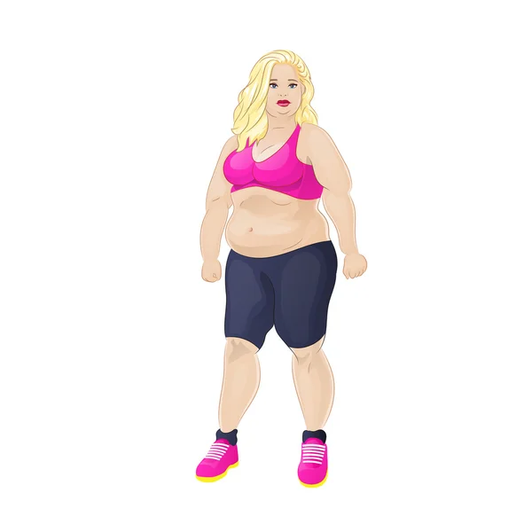 Overweight woman sport wear i — Stock Vector