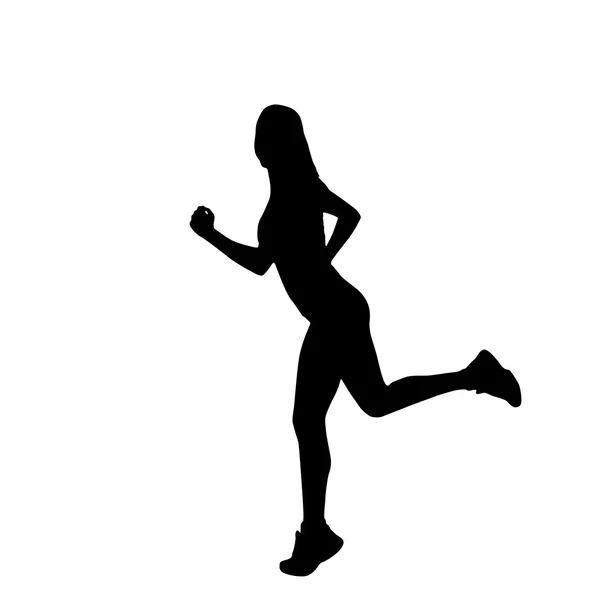 Silueta de mujer haciendo ejercicio — Vector de stock
