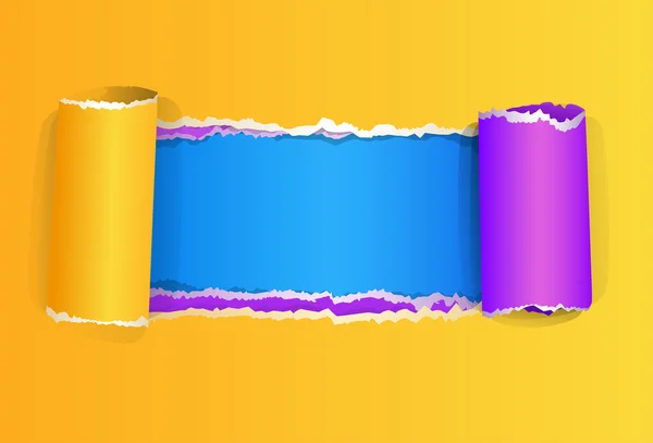 Papel embrulhado colorido rasgado com espaço de cópia —  Vetores de Stock