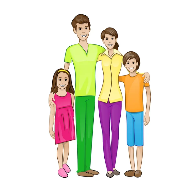 Famille heureuse quatre personnes — Image vectorielle