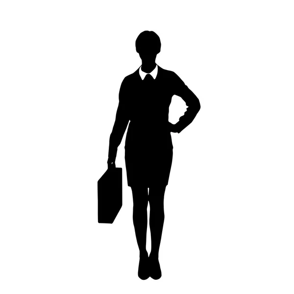 Silhouette de femme d'affaires tenant la mallette — Image vectorielle