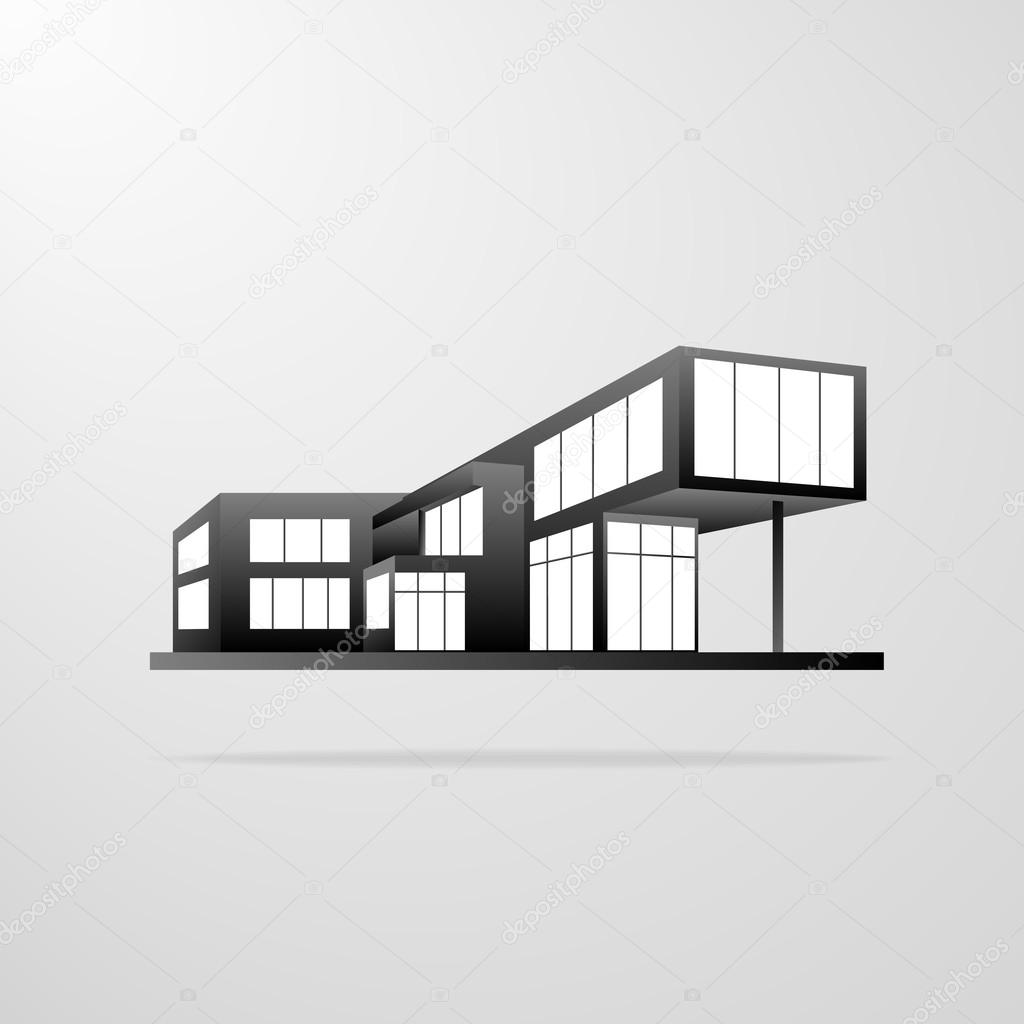 Modern house building, real estate concept icon