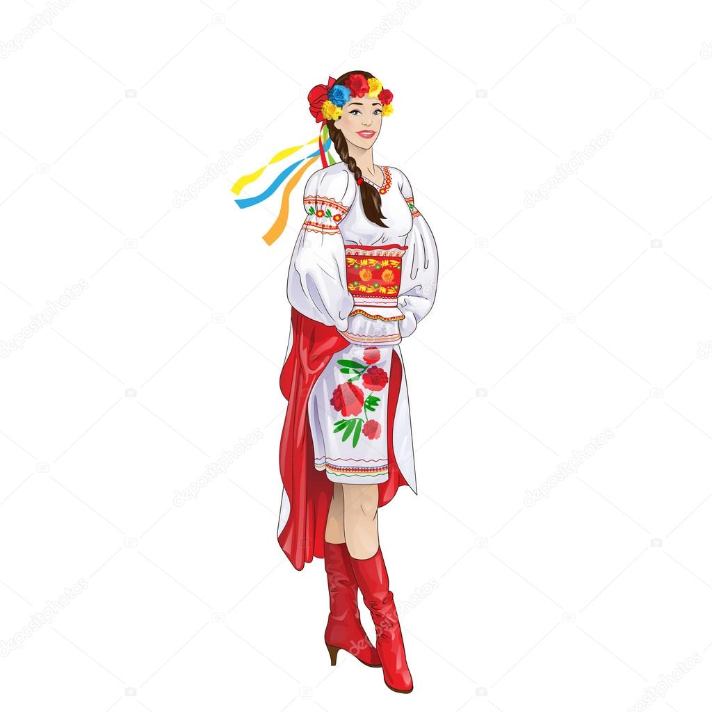 Woman in Ukrainian national traditional costume