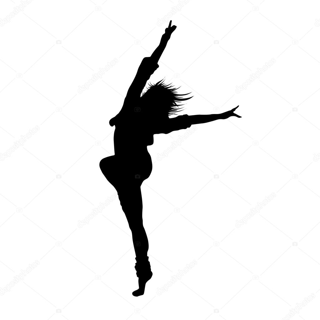 Silhouette of dancing girl — Stock Vector © mast3r 59095341