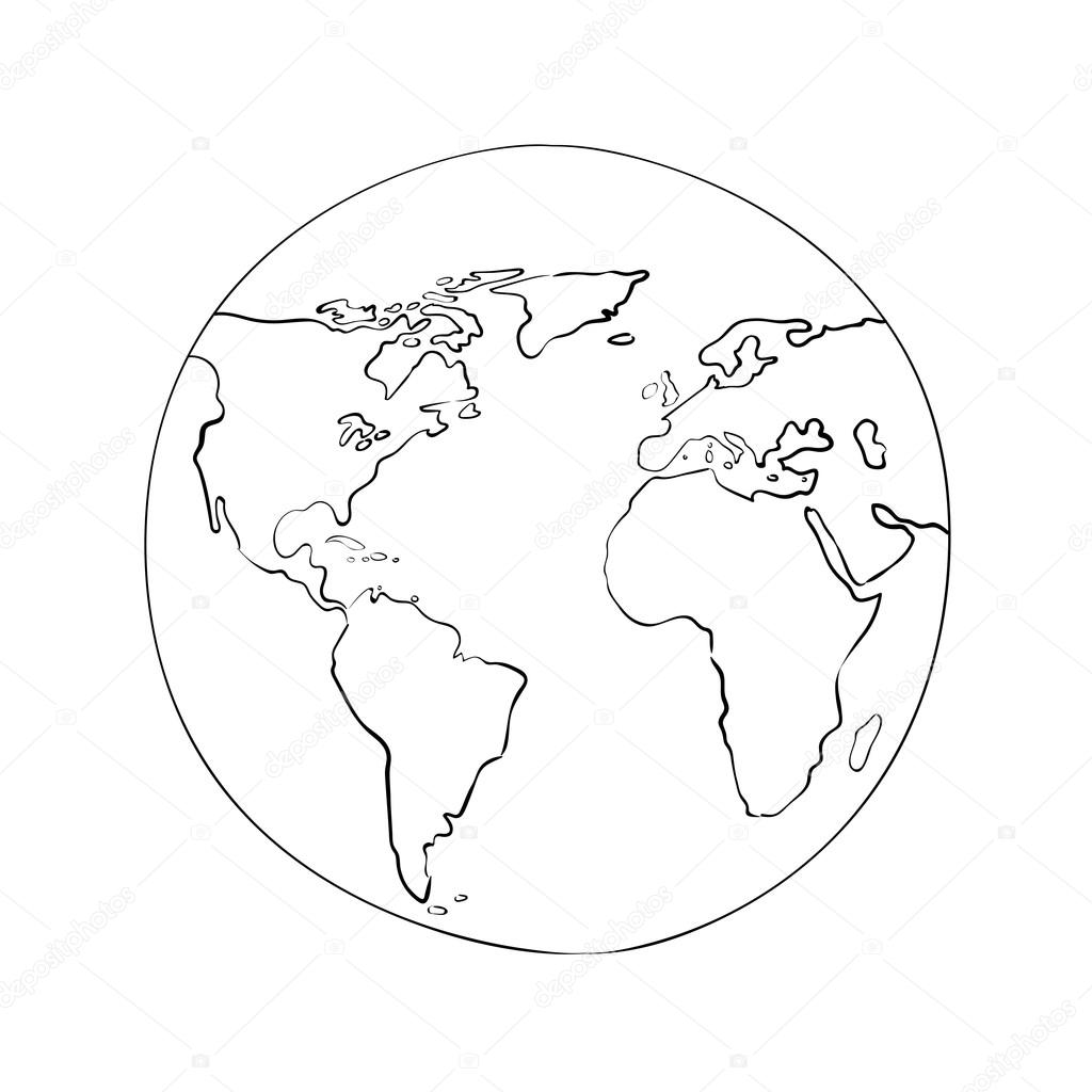 Sketch globe world map