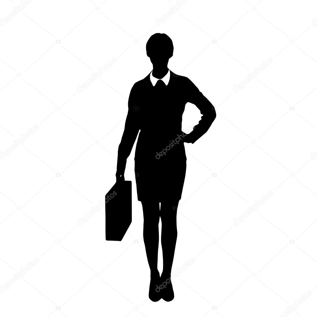 Silhouette of businesswoman holding briefcase