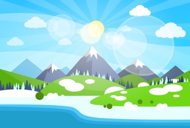 Alp dağ illüstrasyon