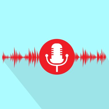 Microphone red icon with sound wave clipart
