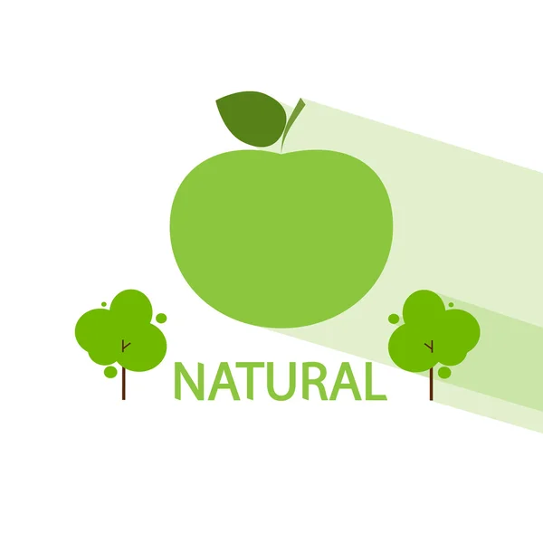 Manzano verde icono orgánico natural — Vector de stock