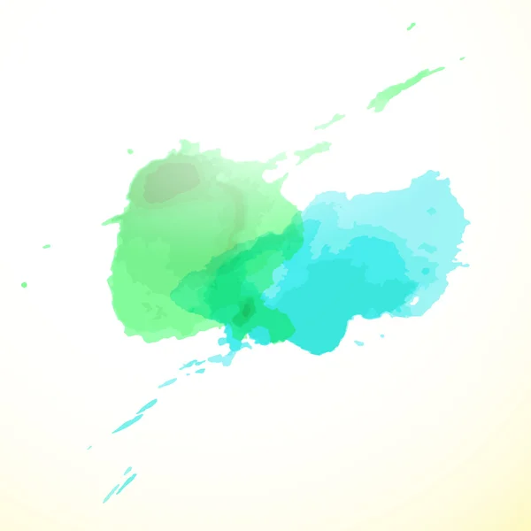 Lavado de acuarela verde y azul — Vector de stock